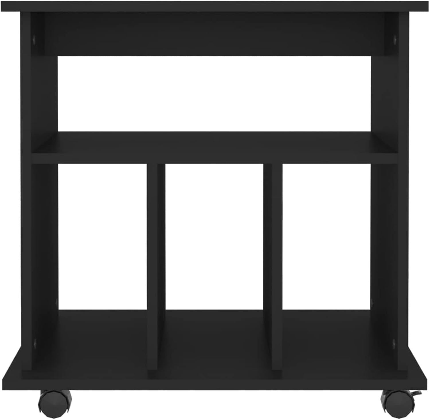 Black Rolling File Cabinet Wooden Under Desk Storage Printer Stand