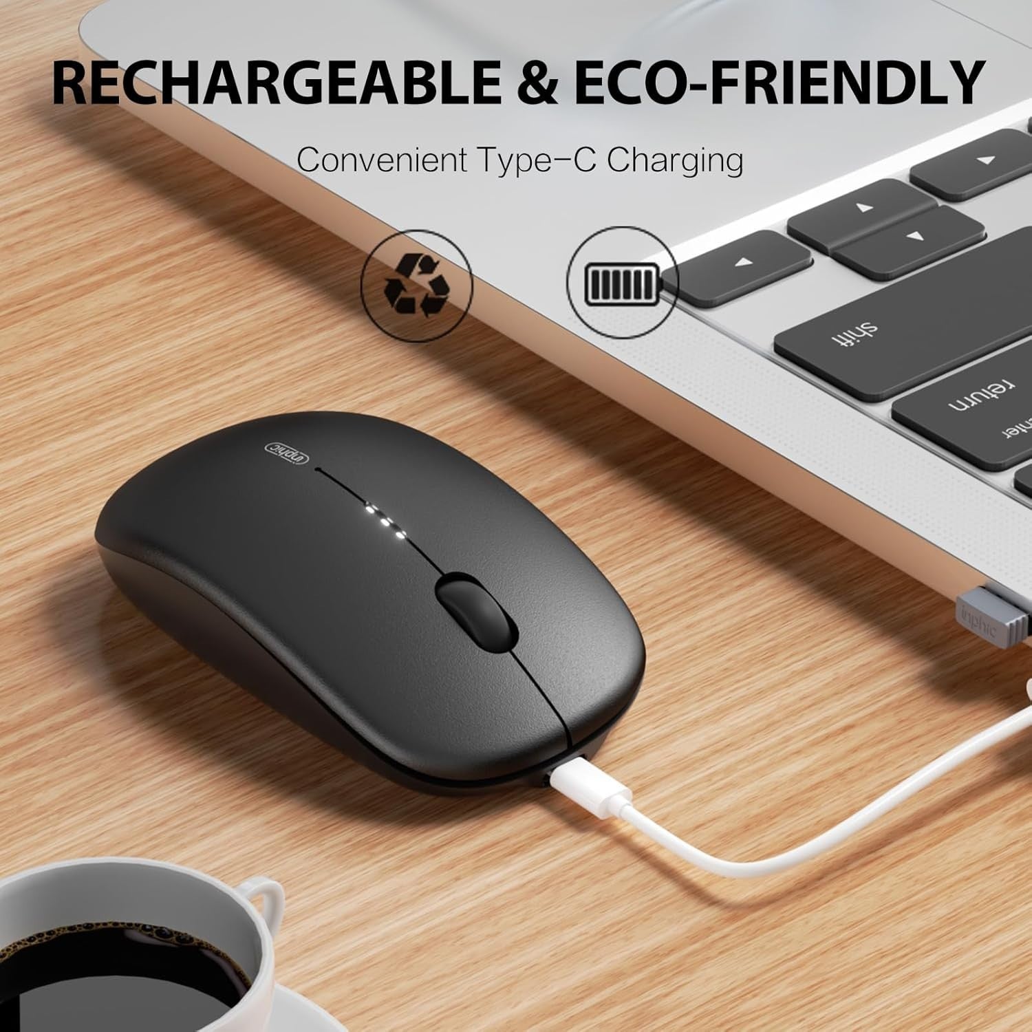 Dual Mode Bluetooth Wireless Mouse Rechargeable Silent 2400 DPI Laptop PC