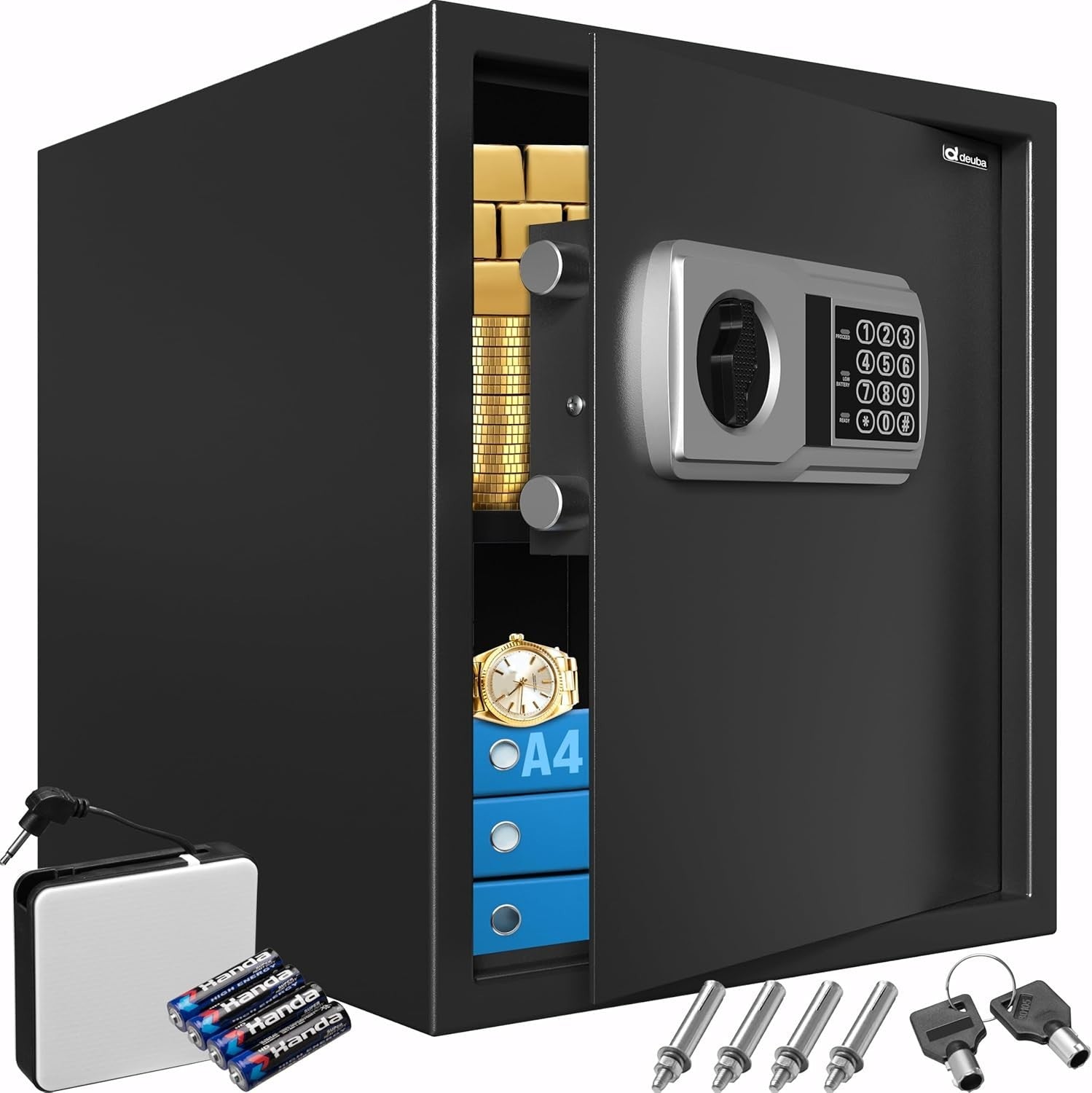 Electronic Digital Safe Box LED Light Key Override Cash Jewellery Safe