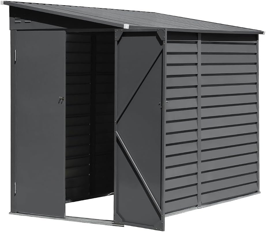 Large Outdoor Garden Shed Metal Storage L144xW270xH202cm Black