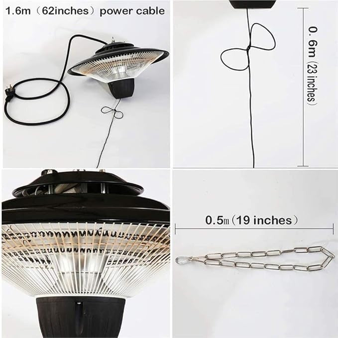 Outdoor Electric Patio Heater 2000W Ceiling Hanging Radiant Garden Balcony