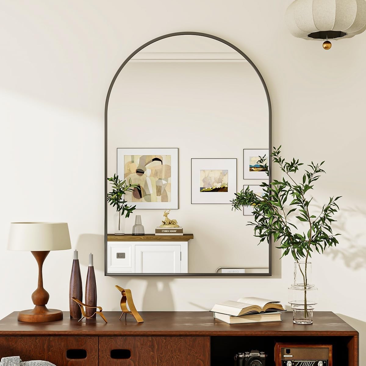 Arch Wall Mirror 100x75cm Shatterproof Frame for Bathroom Bedroom Hallway