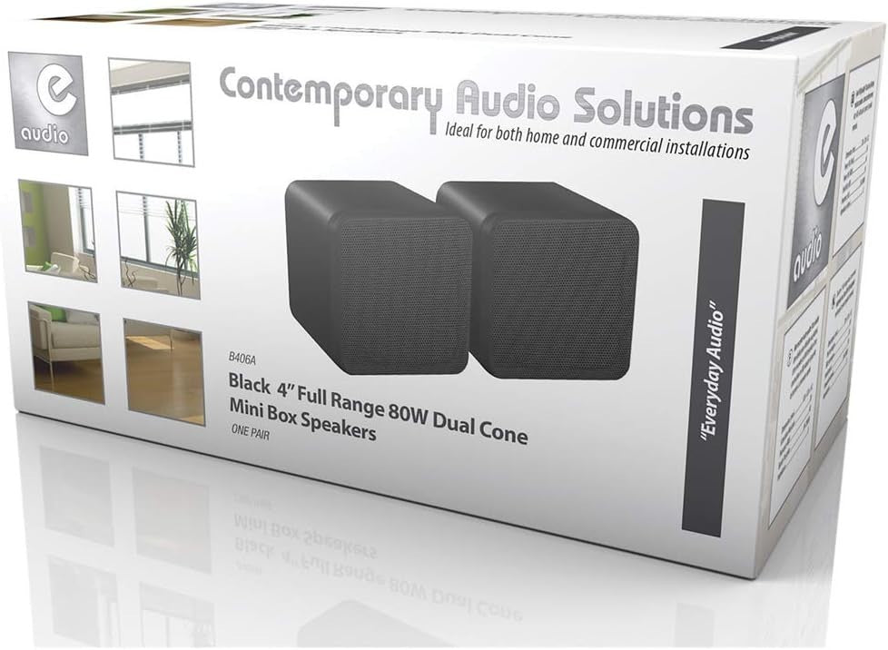 HiFi Bookshelf Stereo Speakers 80W Compact Cube Home Cinema Pair Black