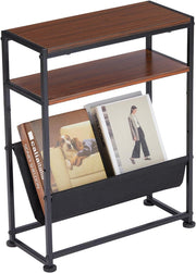 Slim Side Table for Small Spaces – Narrow End Table with Storage & Magazine Rack