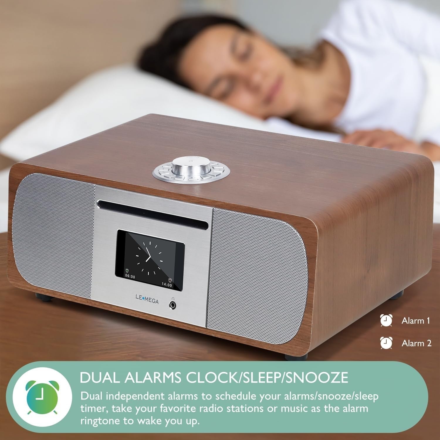 WiFi Internet Radio CD Player DAB+ Bluetooth Hi-Fi 35W Stereo Walnut