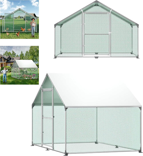 XL Walk In Chicken Run Galvanised Steel Outdoor Pet Enclosure 3x2x2m