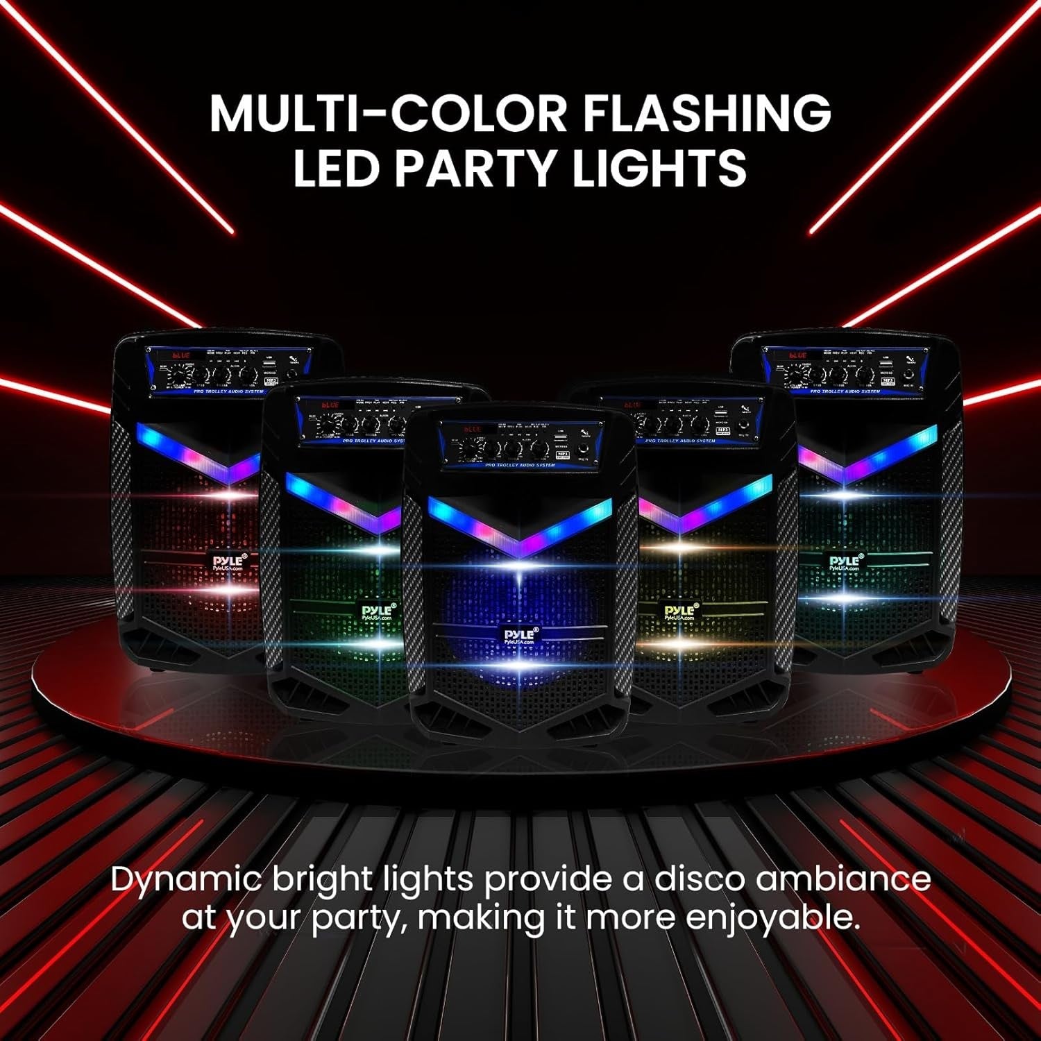 400W Portable PA System Bluetooth Speaker with Microphone & Lights