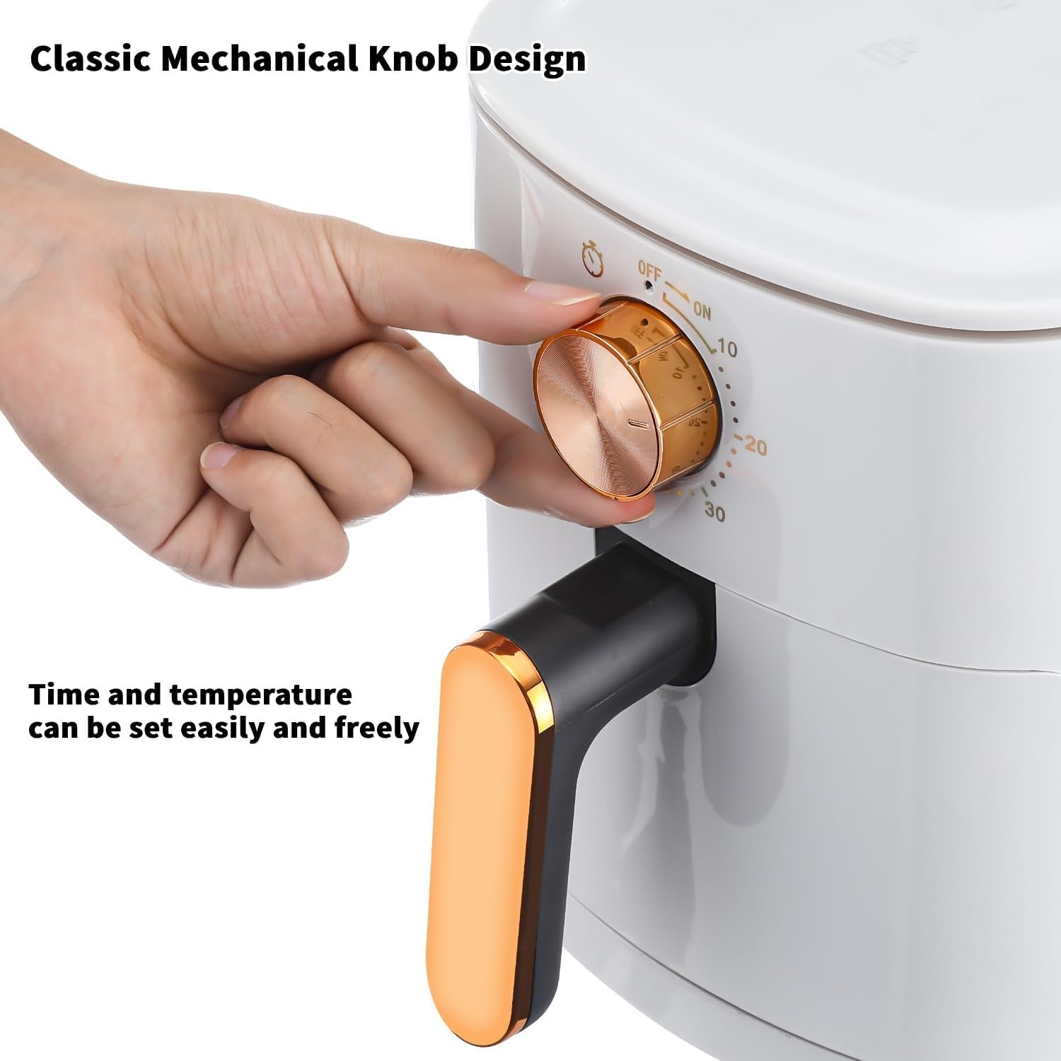 4L Air Fryer 1800W Rapid Air 60min Timer 200°C 9in1 Knob White