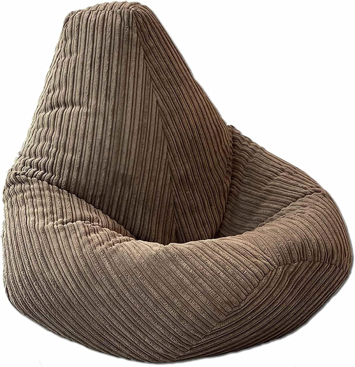 Jumbo Cord High Back Bean Bag Chair Adult Lounger Seat Recliner Brown