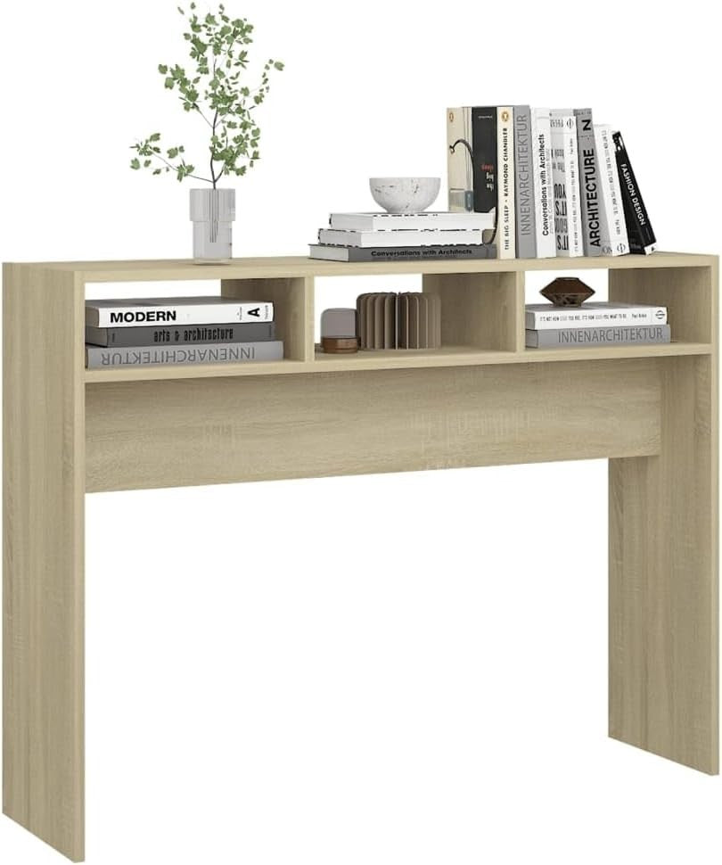 Modern Console Table with Storage Shelves - Compact, Stylish Home Desk