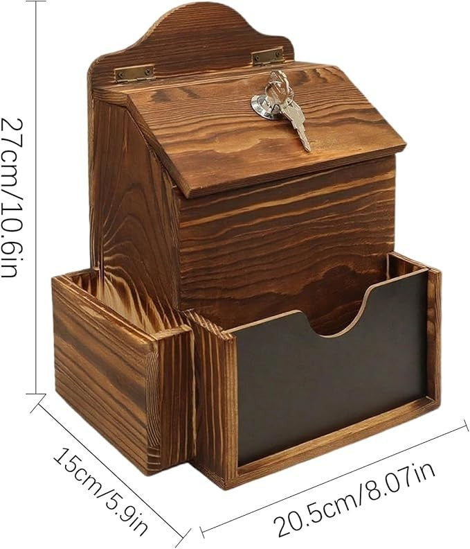 Lockable Wall Mounted Suggestion Box – Dual Slot, Secure Message Organizer, 27cm
