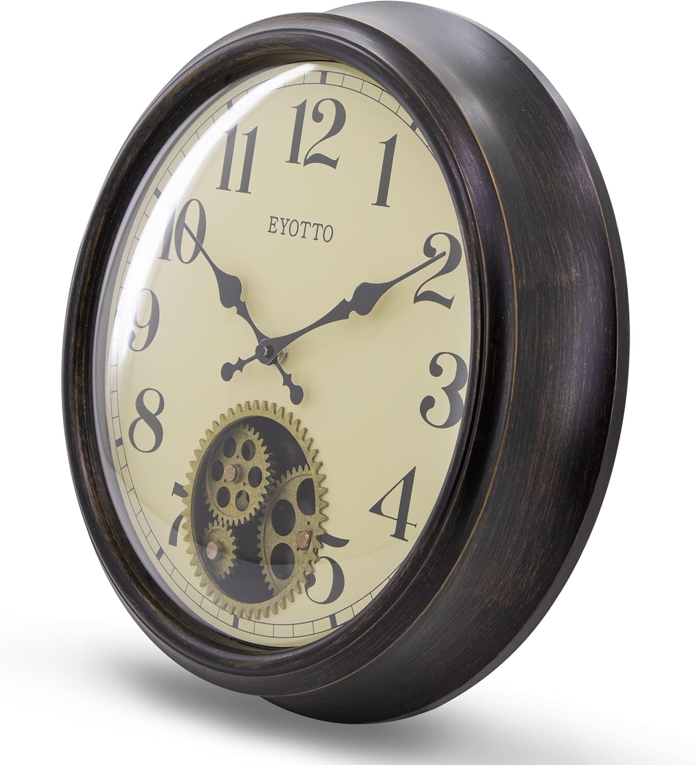 15" Retro Industrial Wall Clock Moving Gears Vintage Steampunk Silent Metal Art