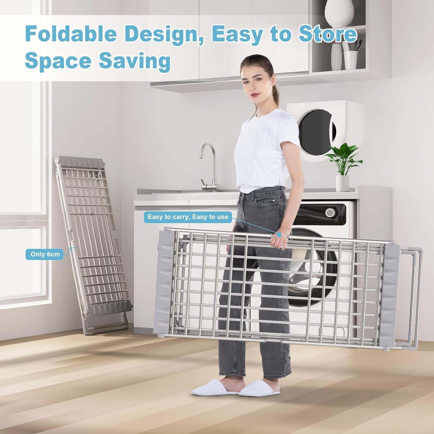 Heated Clothes Airer Foldable Winged 230W Indoor Drying Rack