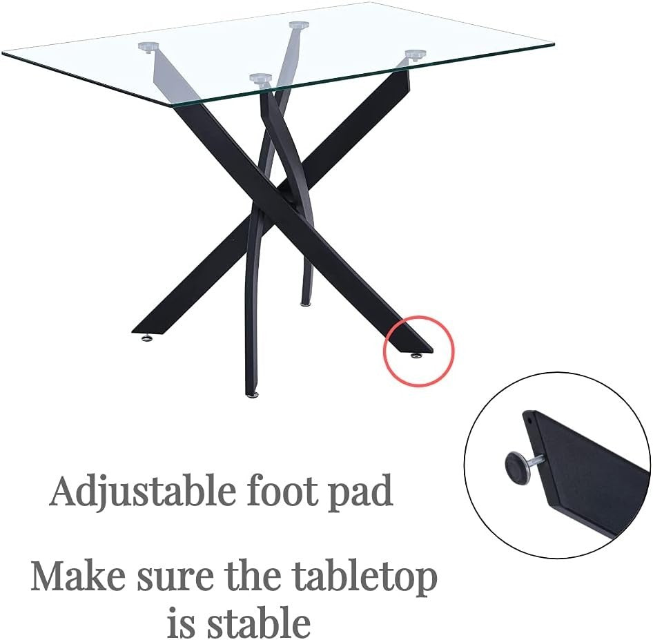 Modern 120cm Glass Dining Table & 4 Grey Velvet Chairs 4-Seater Set