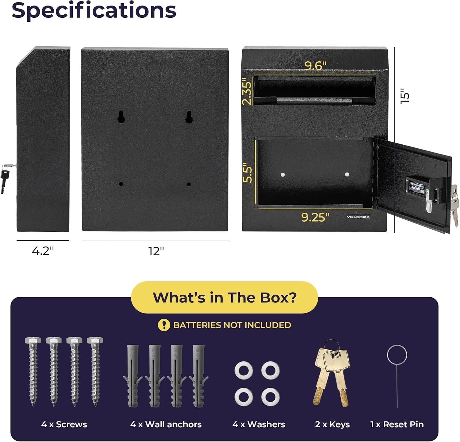 Cash Drop Box Digital Keypad Lock Wall Mount Deposit Safe Mailbox