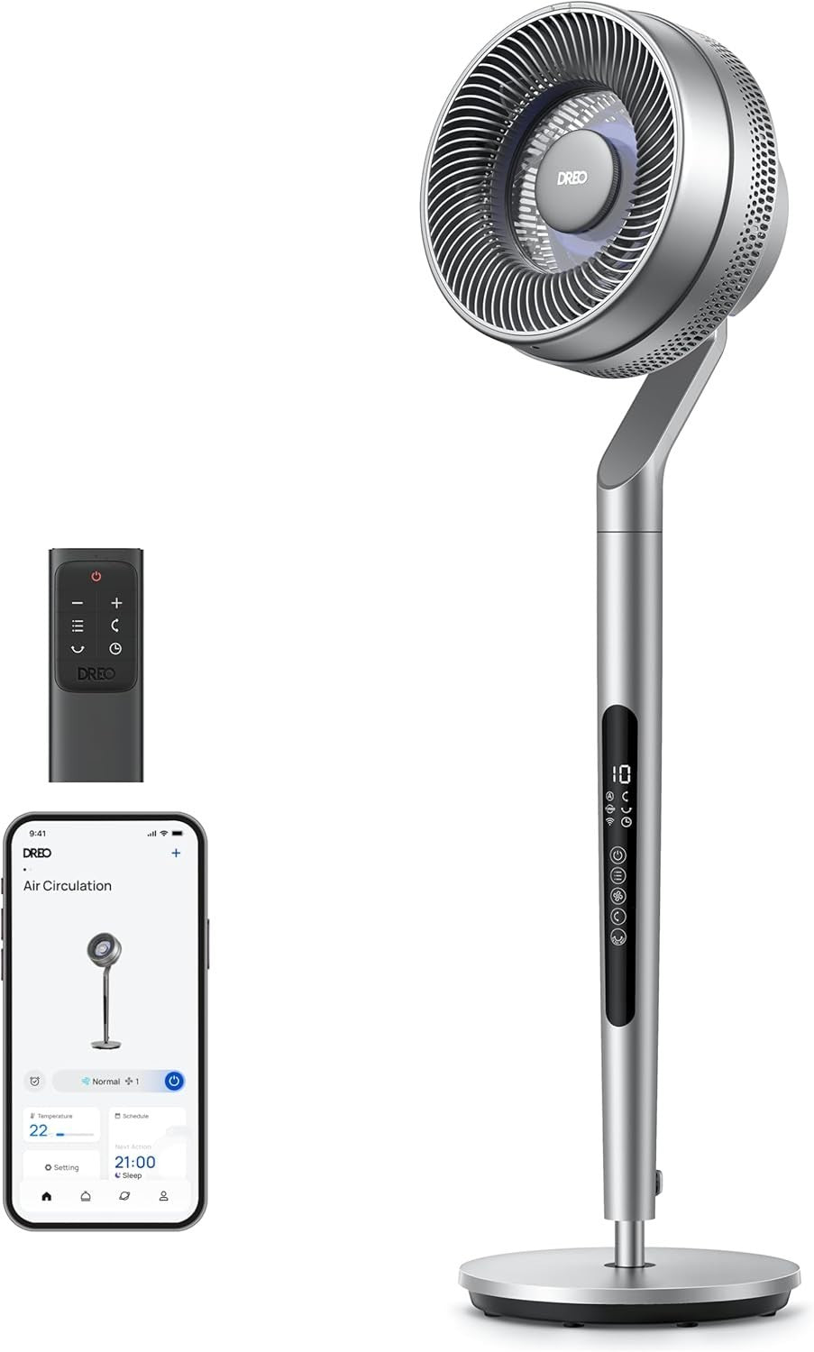 Smart Pedestal Fan 40–44" 10-Speed Quiet Cooling WiFi Voice Control Adjustable