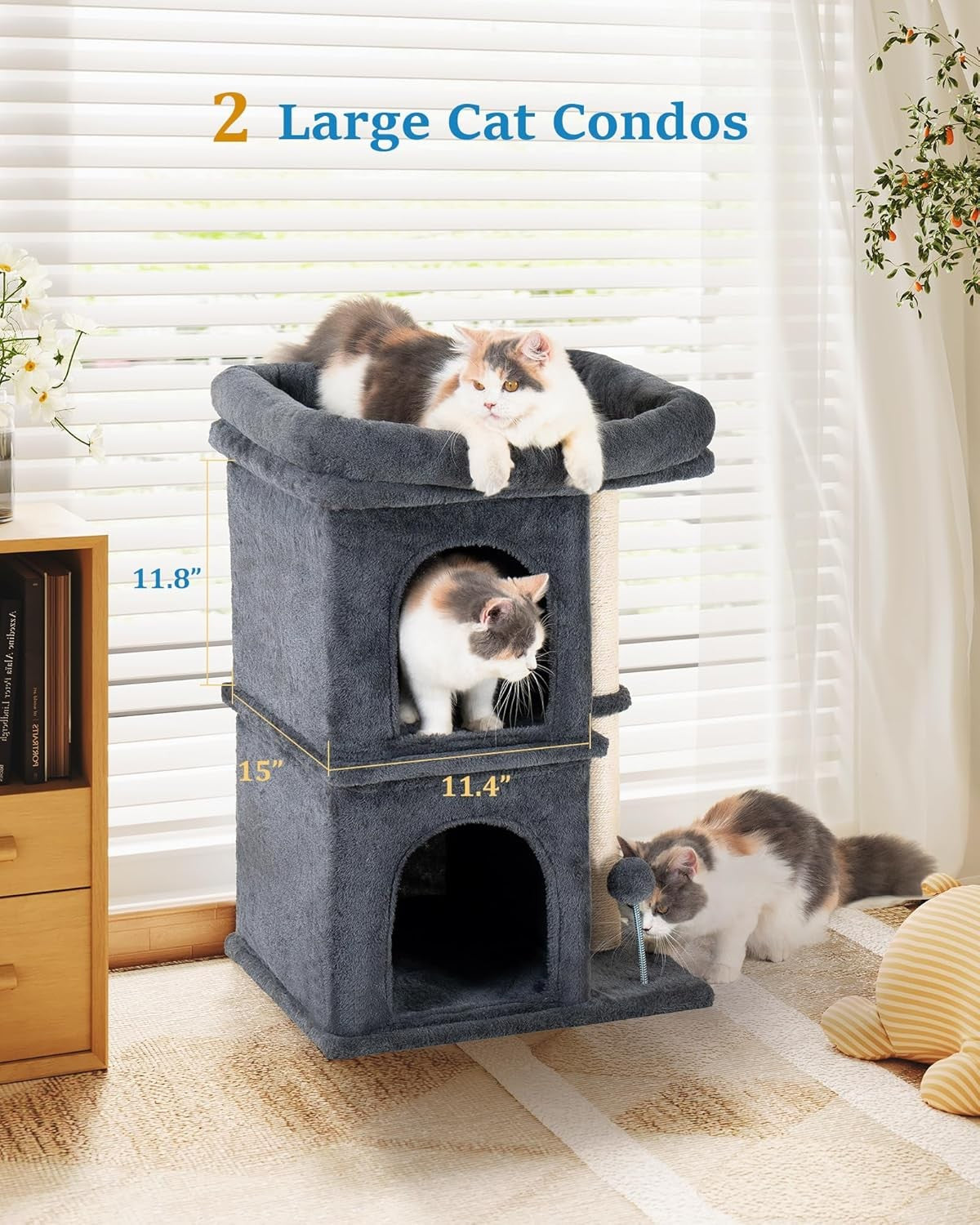 61cm Cat Tree Tower Condo with Large Perch Sisal Scratching Post