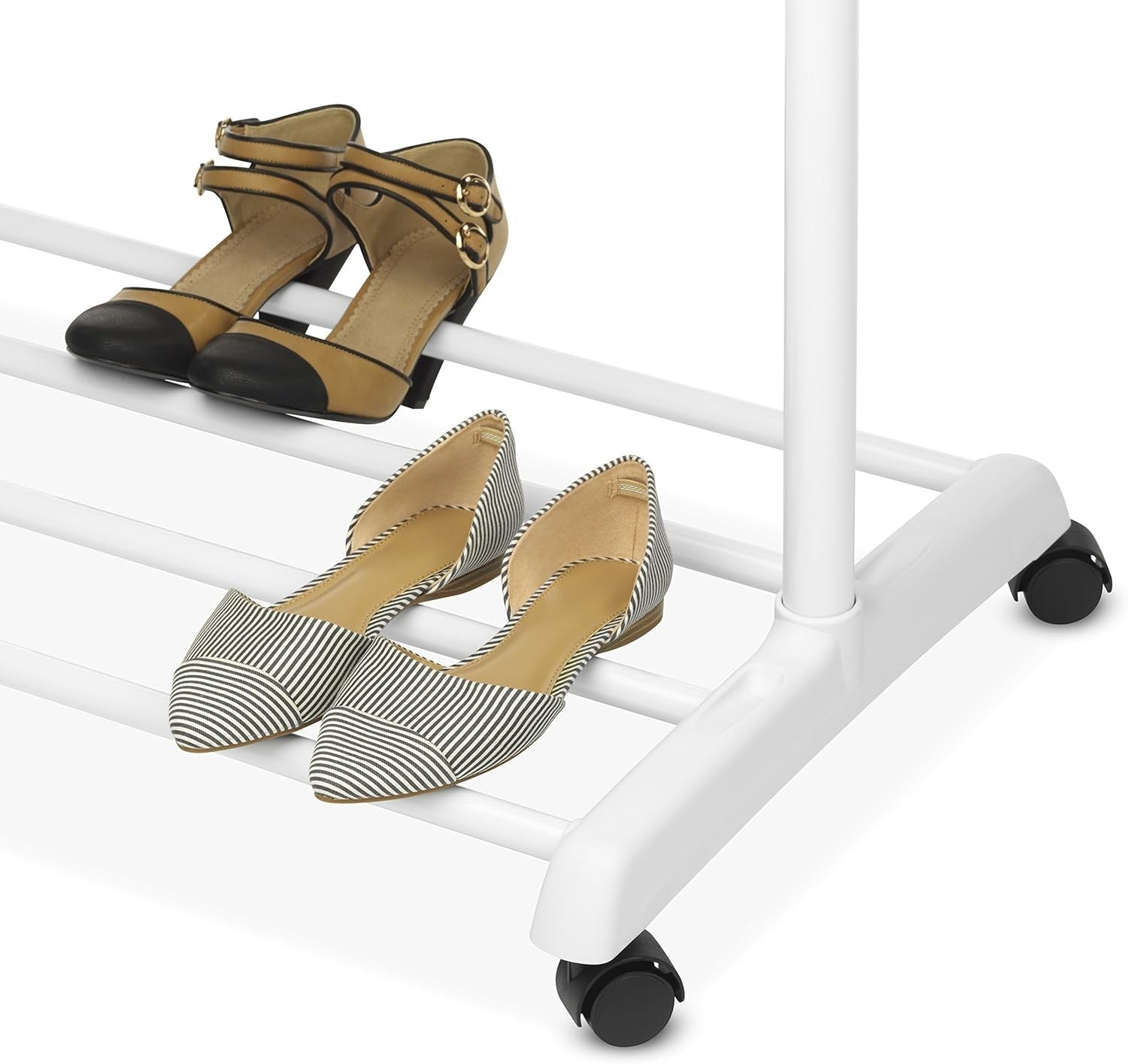 Adjustable Garment Rack White & Chrome Clothes Rail