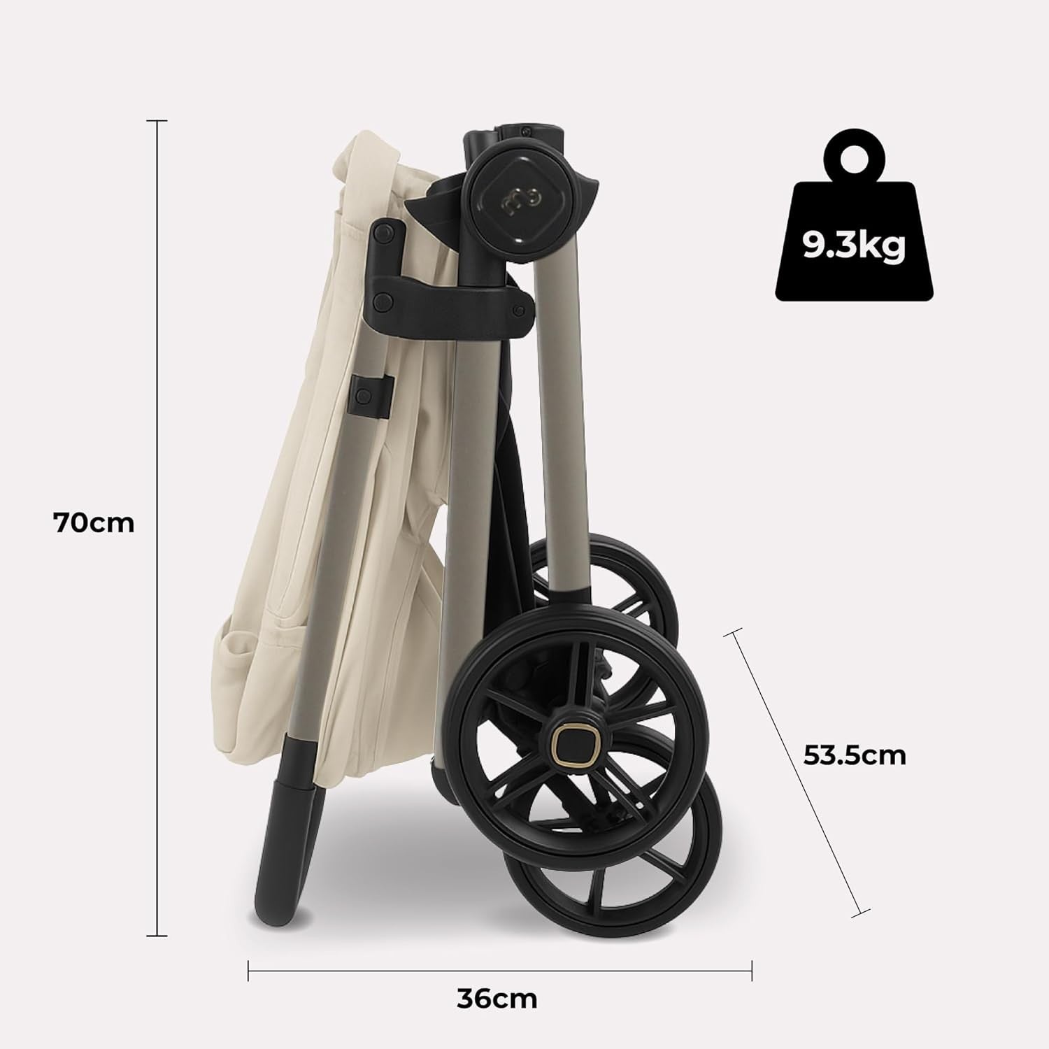 Compact Baby Pushchair Stroller From Birth to 22kg Foldable Ivory