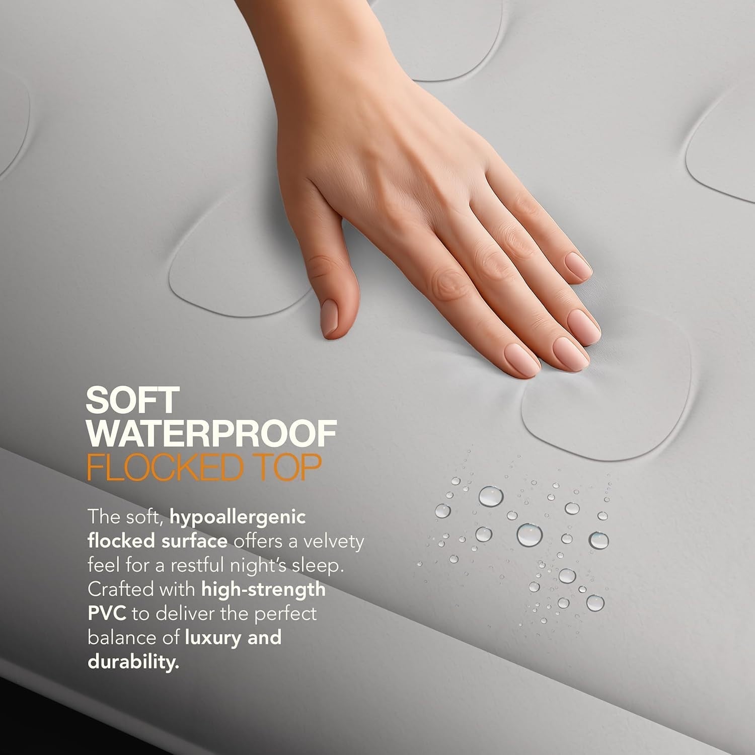 King Inflatable Air Mattress with Built-In Pump | Flocked, Waterproof, Durable B