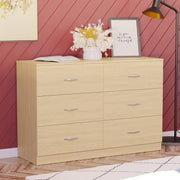 Pine 6 Drawer Wide Chest Bedroom Storage Unit Sliding Drawers Flatpack