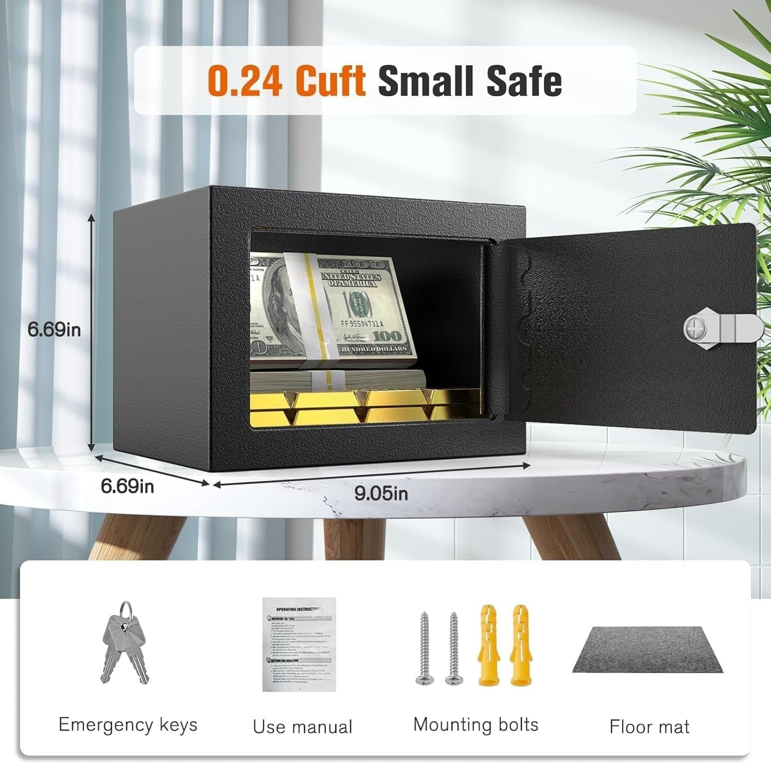 Mini Safe Box with Coin Slot Key Lock Cash Money Deposit Security Safe