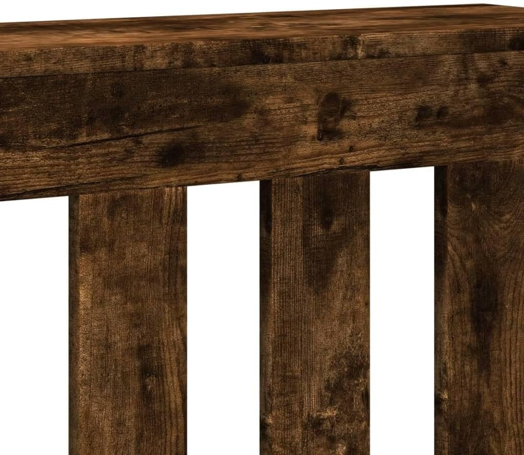 Smoked Oak Radiator Cover Shelf | Modern Slatted MDF Cabinet 149x20x82cm