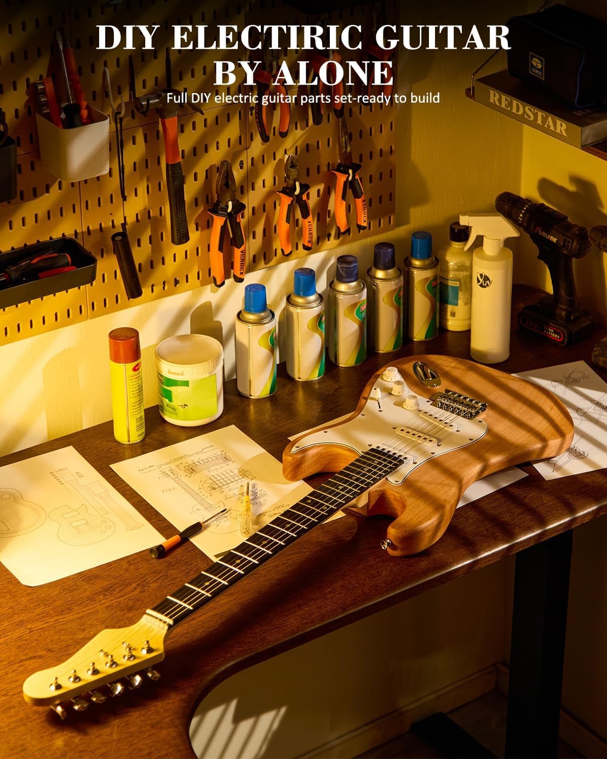 DIY ST Style Electric Guitar Kit SSS Mahogany Maple Neck