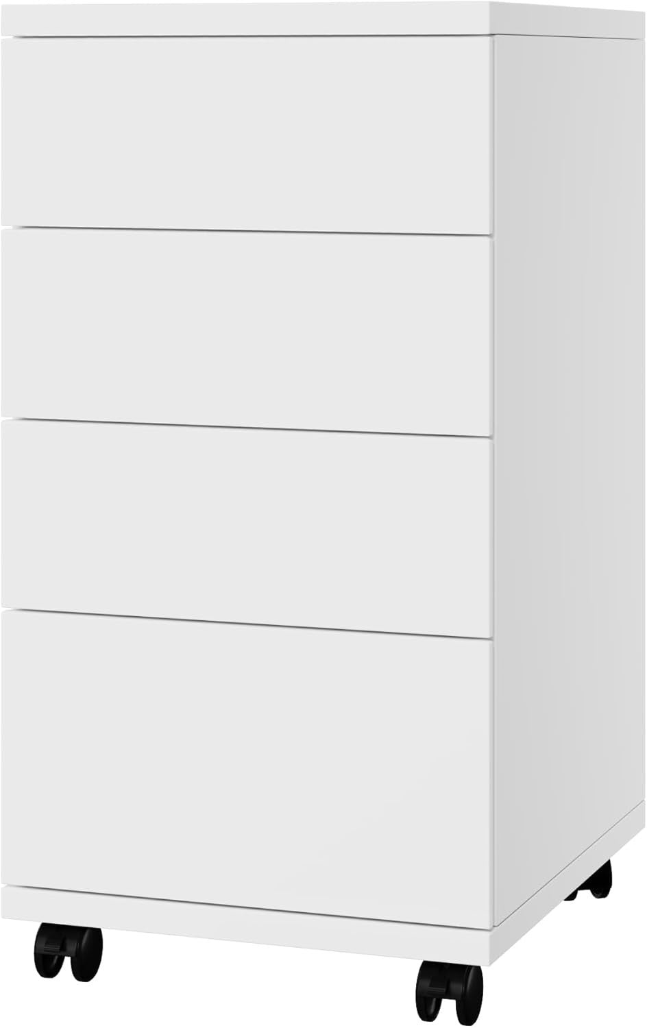 Slim Rolling 4 Drawer Under Desk File Cabinet Mobile Office Storage