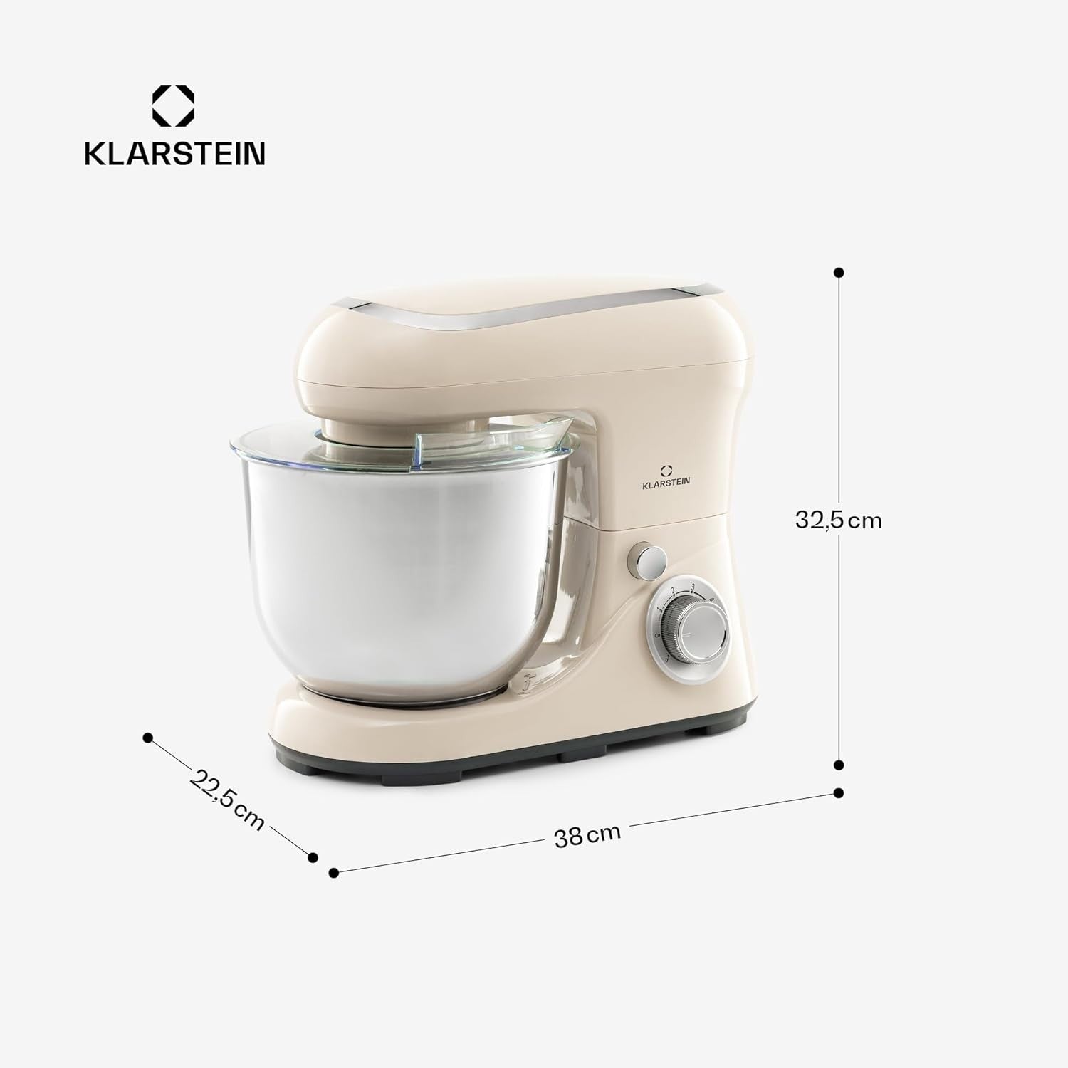 5L Stand Mixer 1300W Planetary Mixer 6 Speeds w/ Pulse Function Creme