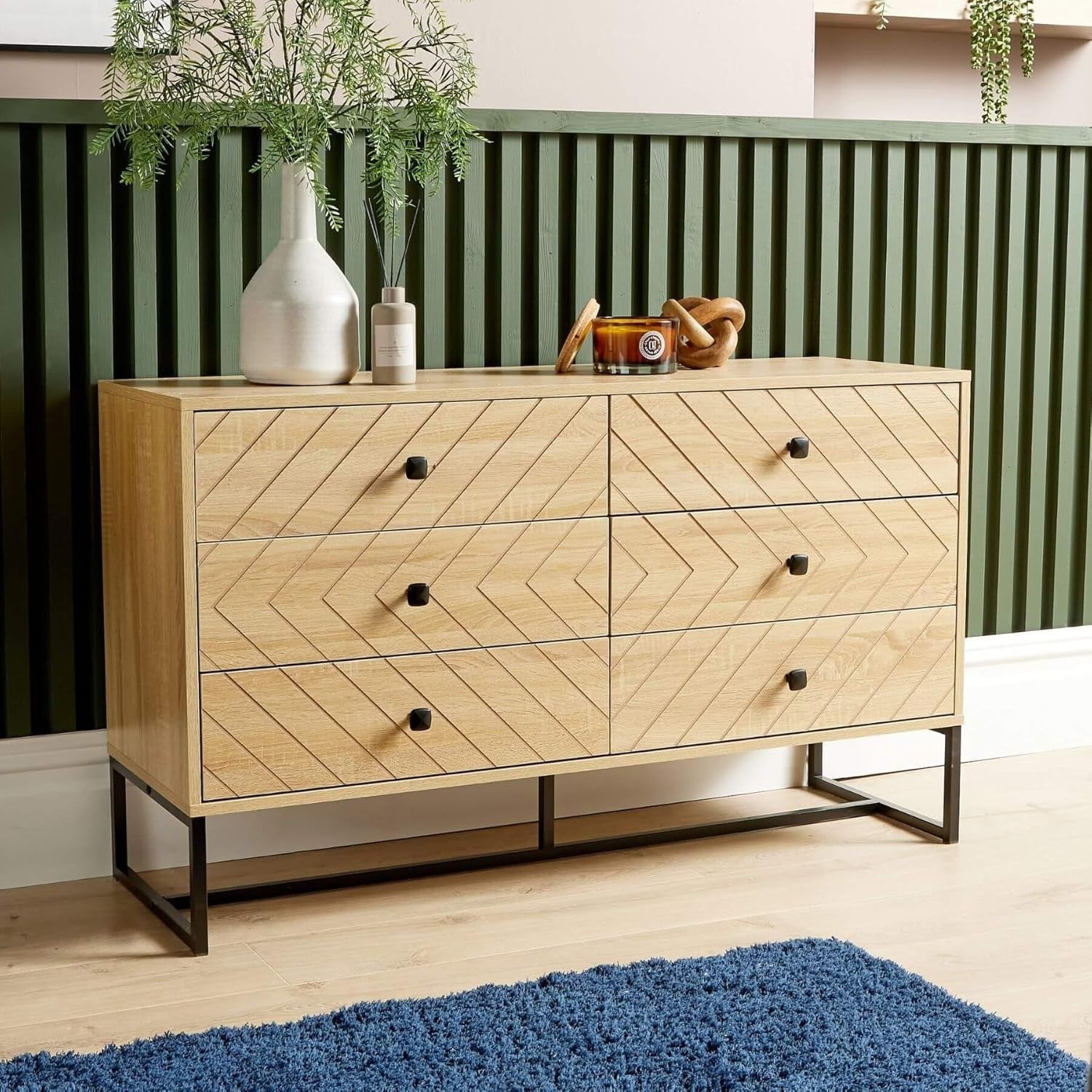 Modern Oak Chest of Drawers 6 Drawer Storage Unit Bedroom Furniture