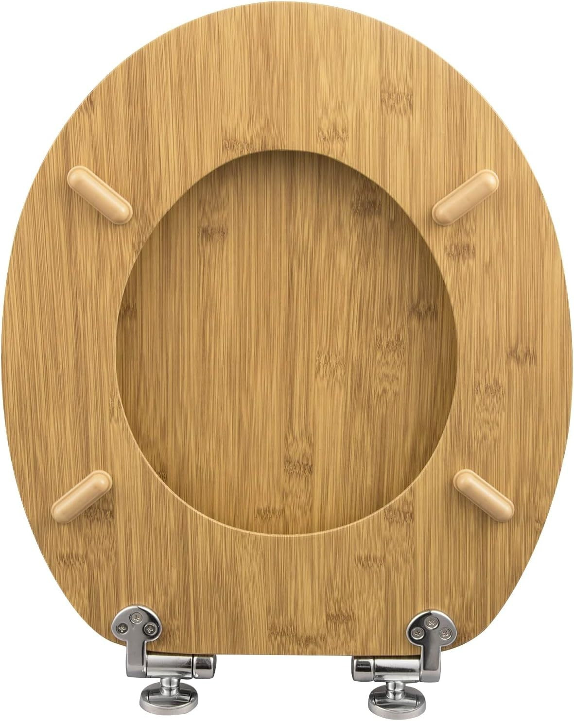 Wooden Toilet Seat Soft Close Bamboo Look MDF Heavy Duty Standard WC 43.8x37.8cm