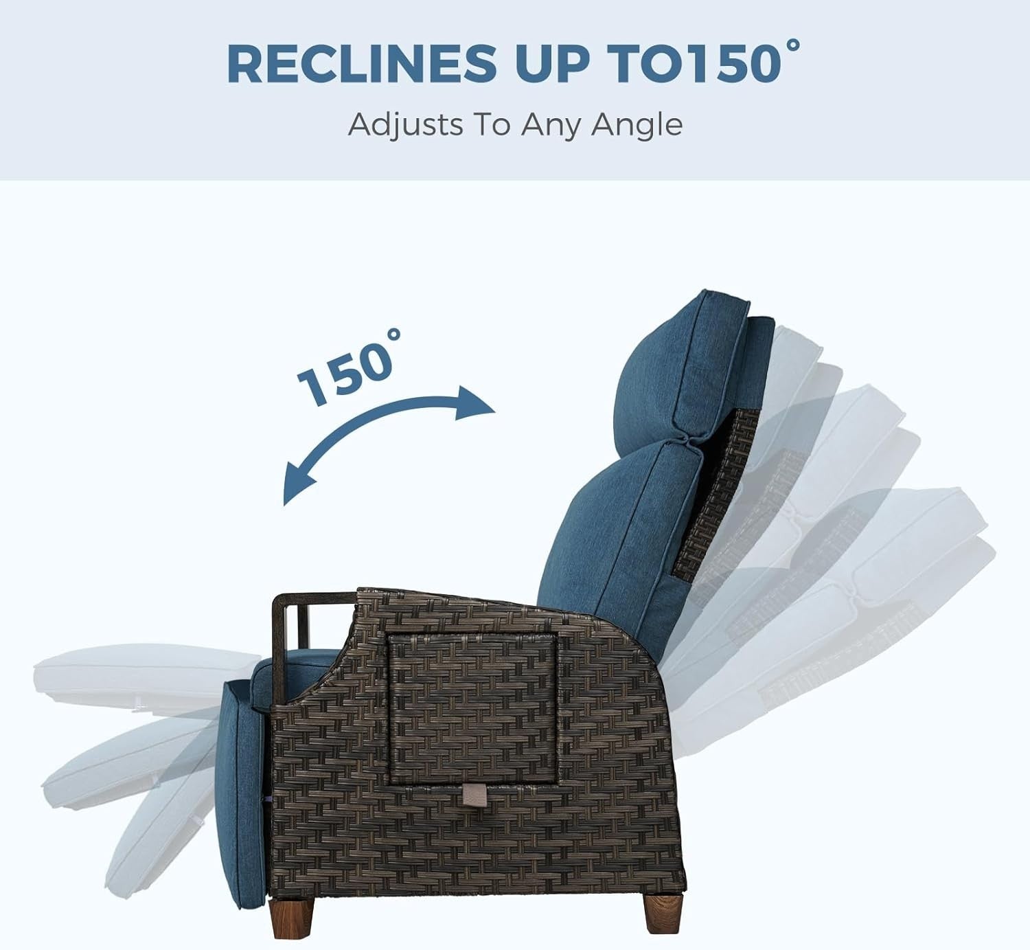 Recliner Rattan Garden Chair Adjustable Sun Lounger with Side Table