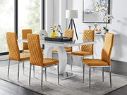 Modern 6-Seater Grey Glass Dining Table & Mustard Chairs Set 160x90x76cm