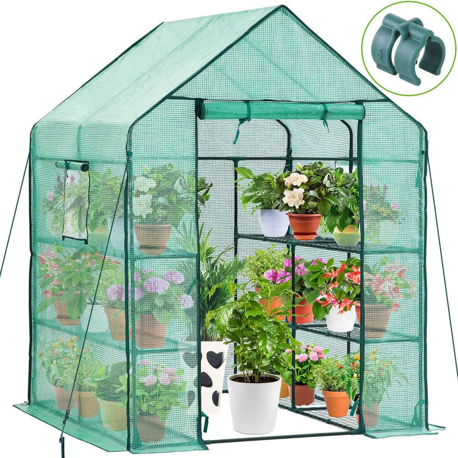 Walk-In 3 Tier 12 Shelf Greenhouse | Heavy-Duty PE Cover Garden Growhouse