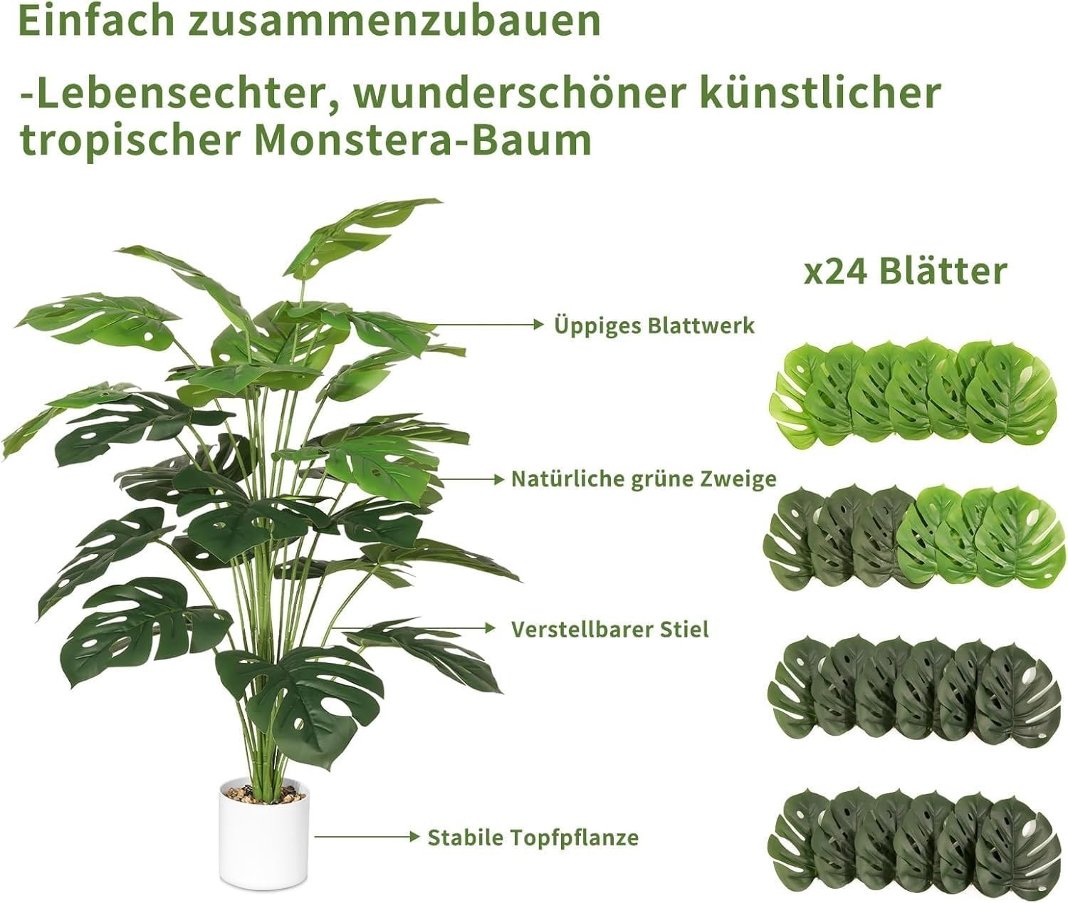 71cm Artificial Monstera Plant Fake Tropical Tree Indoor Outdoor Home Decor
