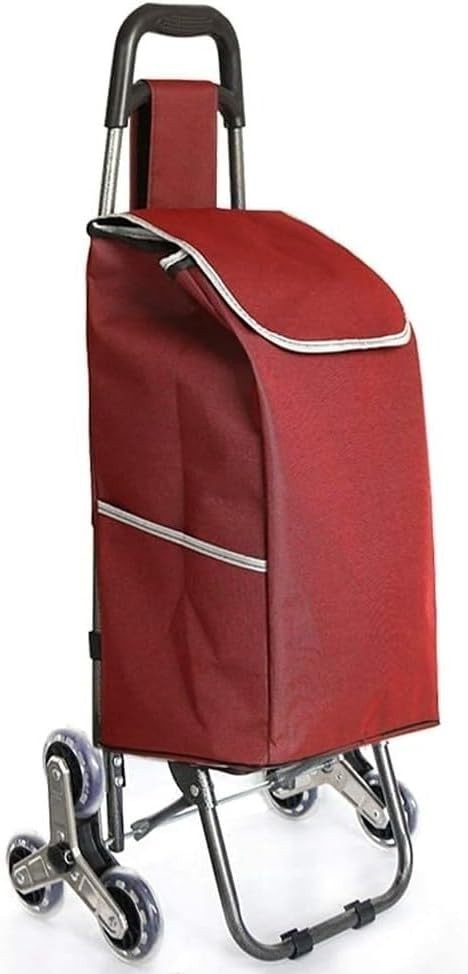 Foldable 6-Wheel Stair Climber Grocery Trolley 30L Waterproof Cart Red