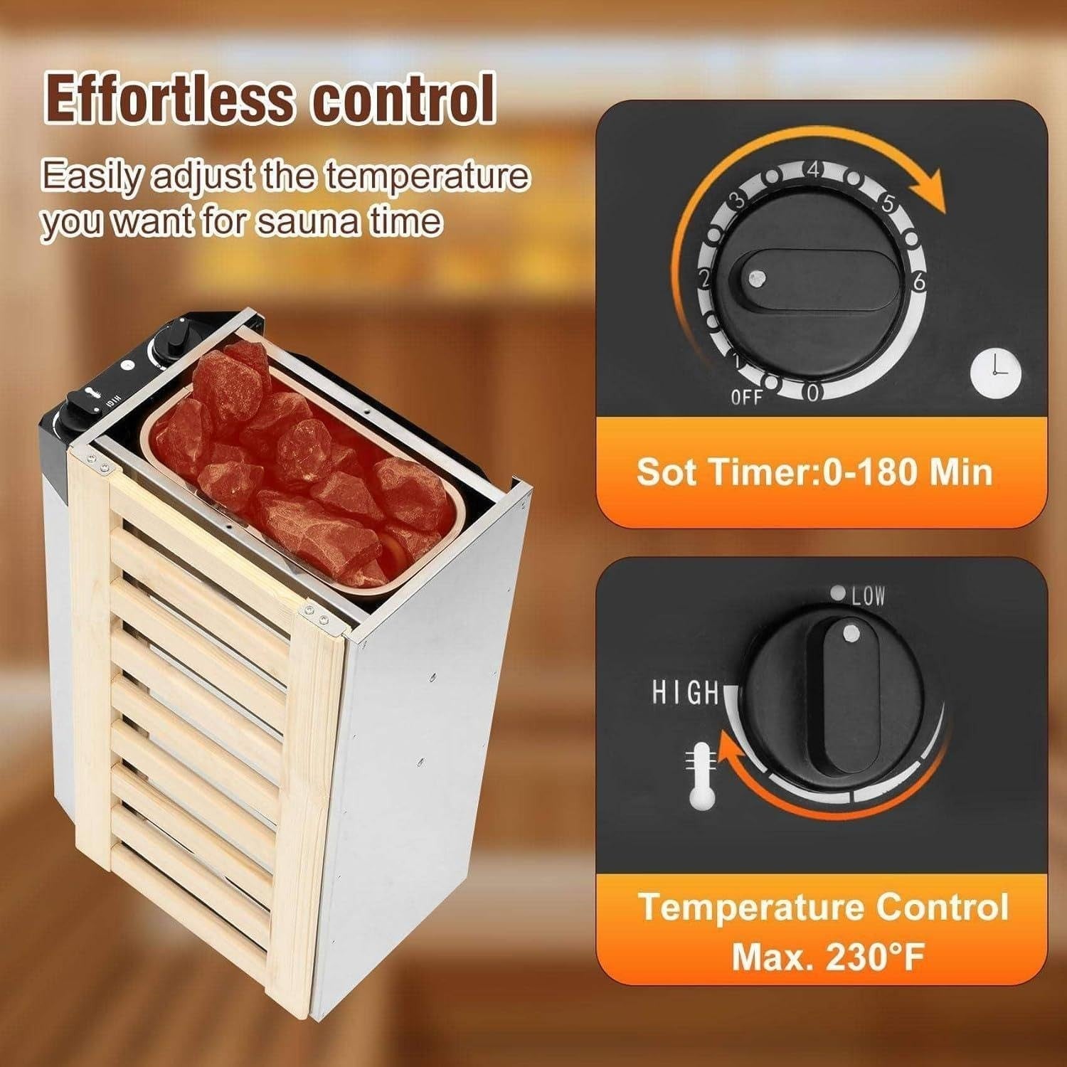 3KW Electric Sauna Heater for 2–4m³ Room – Stainless Steel, Timer Control