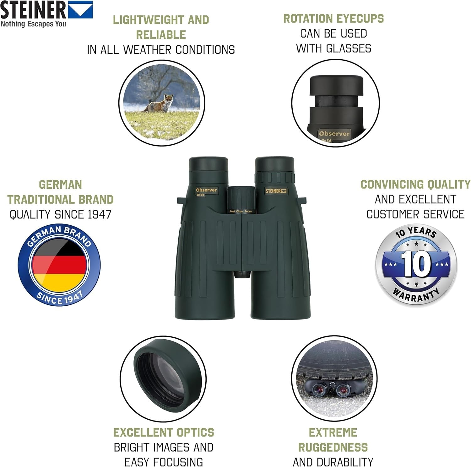 8x56 Hunting Binoculars – Bright Low-Light Optics, Waterproof, Wide View, Outdoo