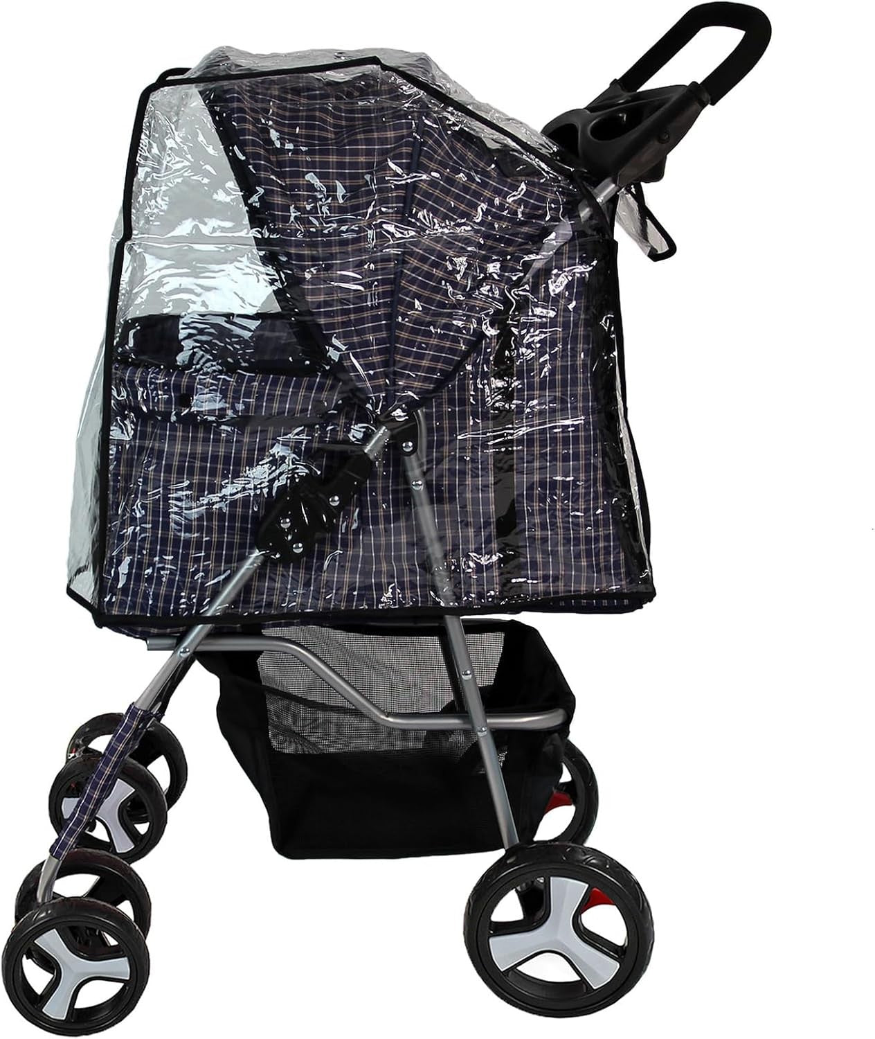 Pet Travel Stroller Dog Cat Pushchair Foldable Wheels 15kg + Rain Cover
