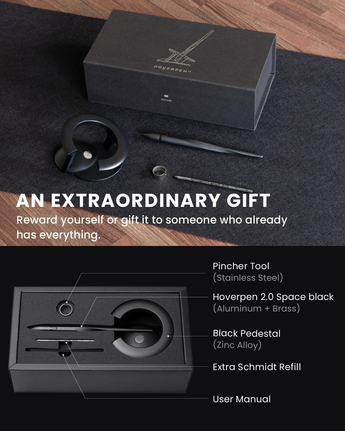 Luxury Hoverpen Interstellar Edition Ballpoint Pen Black Thin Refillable Model