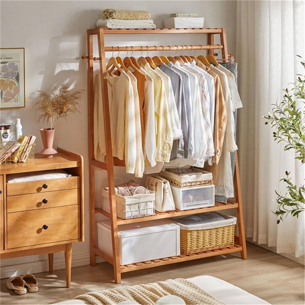 Clothes Rail Rack with Shelves & Hooks, Open Wardrobe