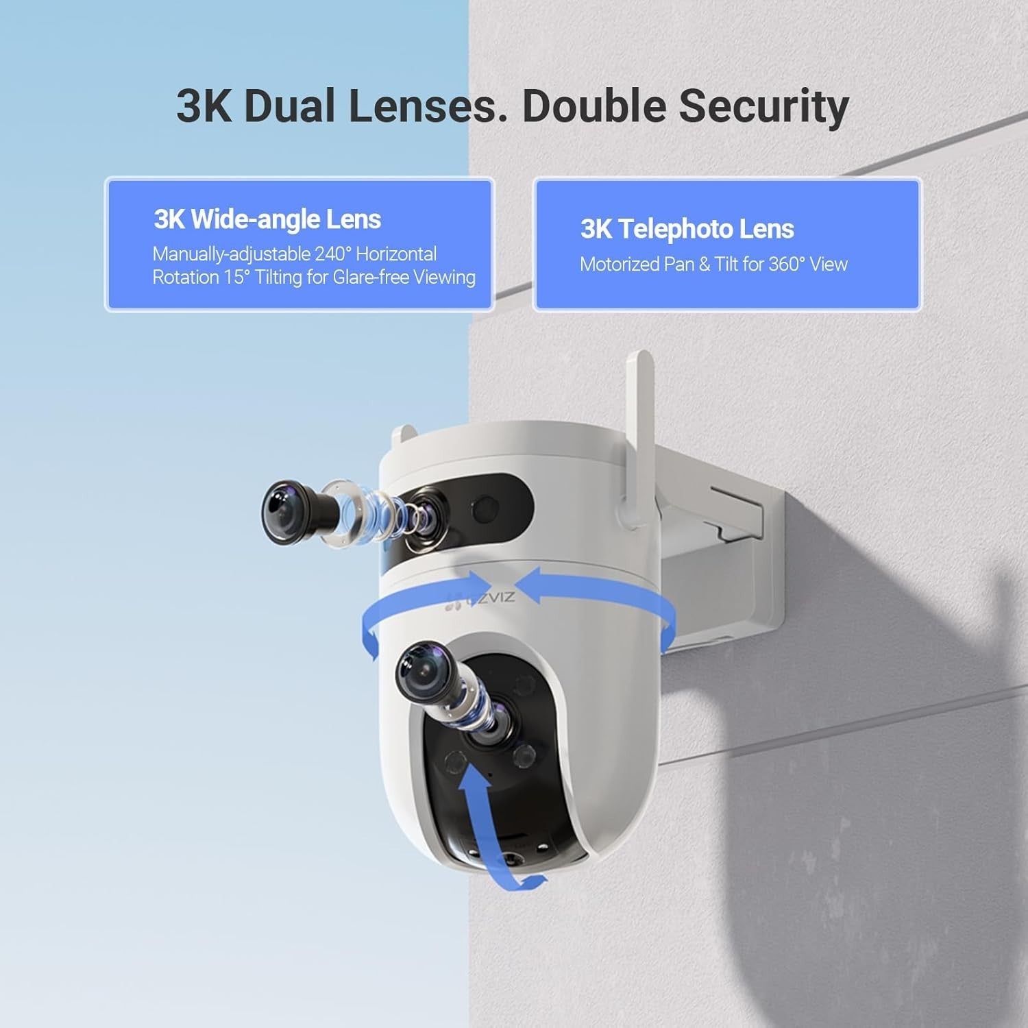 6K Dual Lens PTZ Security Camera WiFi Auto Tracking Color Night Vision