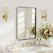 Modern Wall Mirror 100x75cm Black Framed Bathroom Mirror for Home Décor