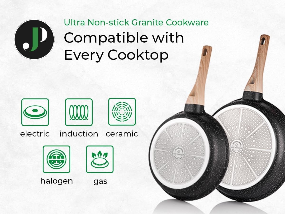 15pcs Black Granite Induction Non Stick Cookware Set Pots & Pans Kitchen Set