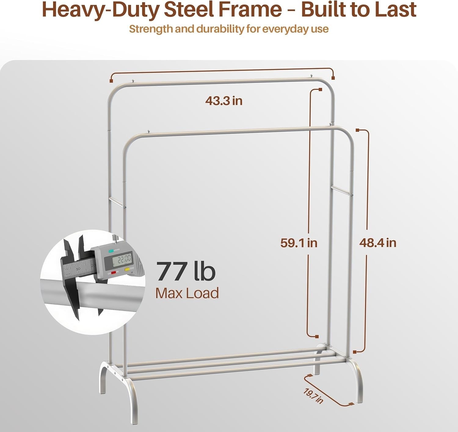 Heavy Duty Double Clothes Rail with Shoe Shelf - White