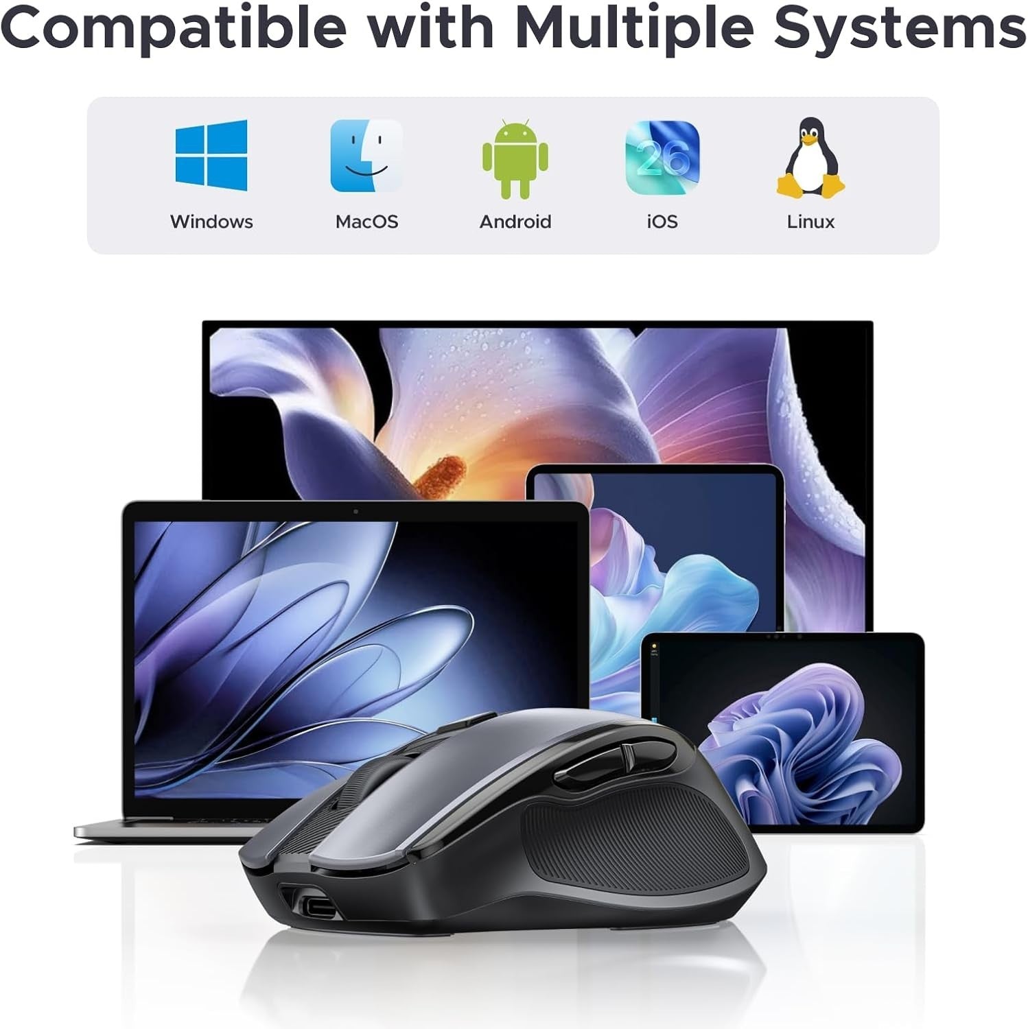 Wireless Bluetooth Mouse Rechargeable Silent 6 Buttons 5 DPI Levels