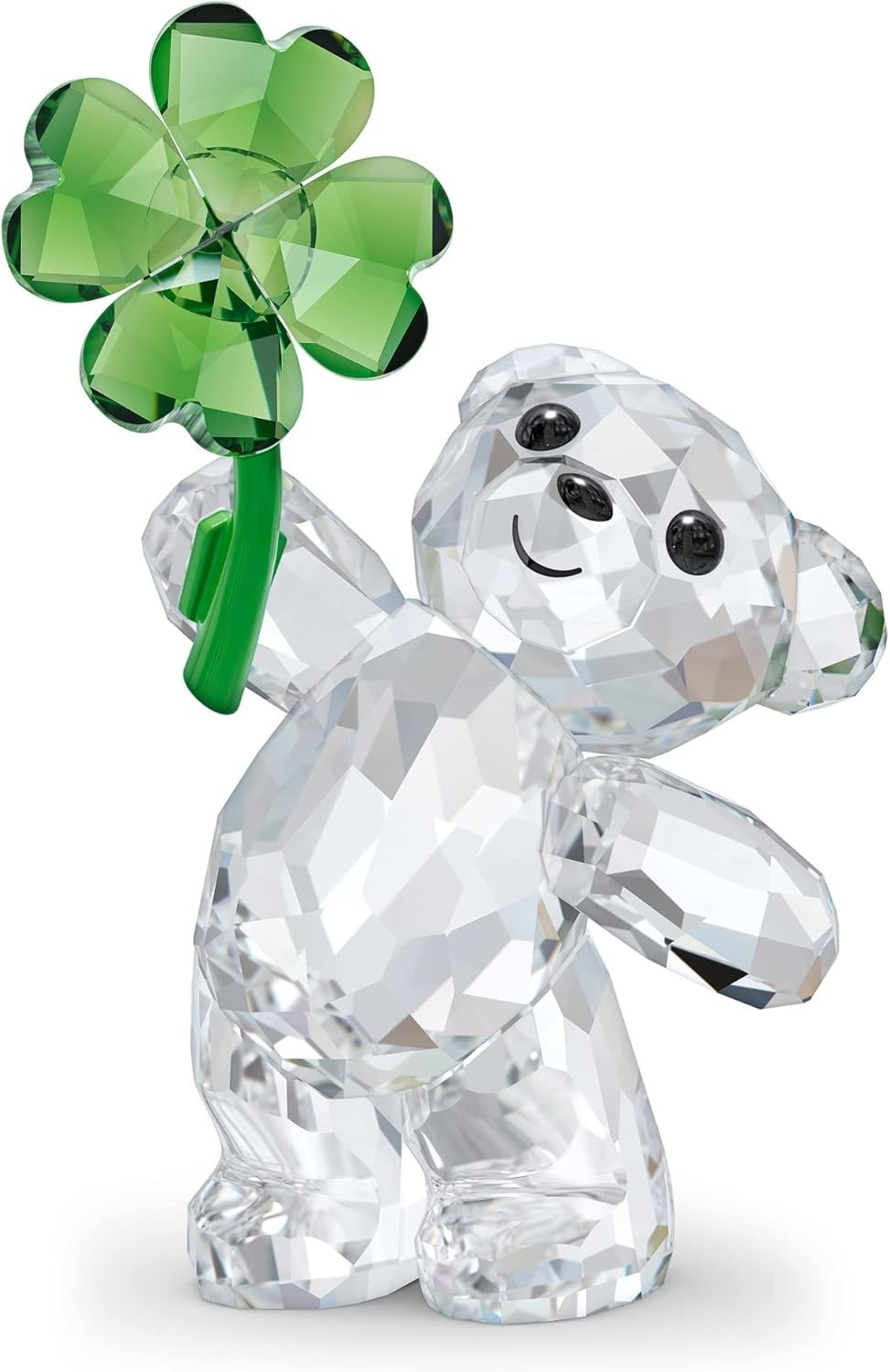 Crystal Bear Figurine With Green Four-Leaf Clover 🌟 Lucky Charm Gift Ornament