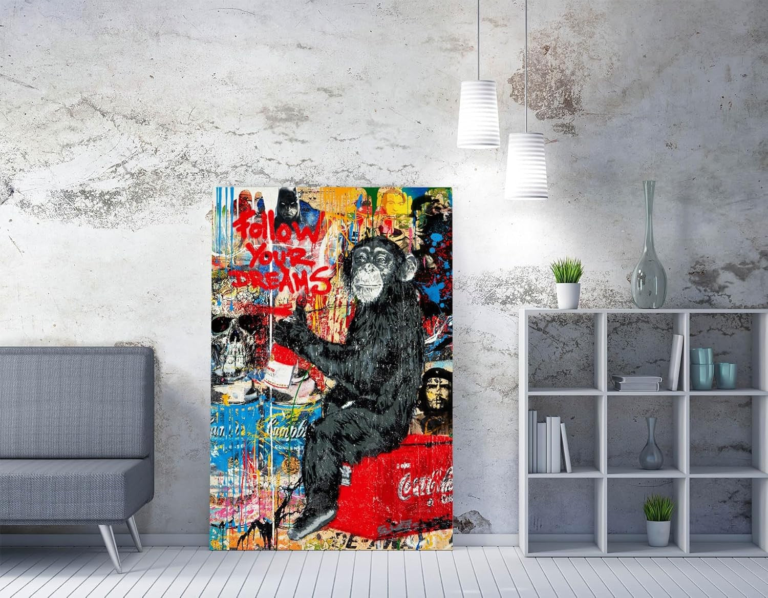 Banksy Follow Your Dreams Canvas Wall Art 47x32 XL Framed