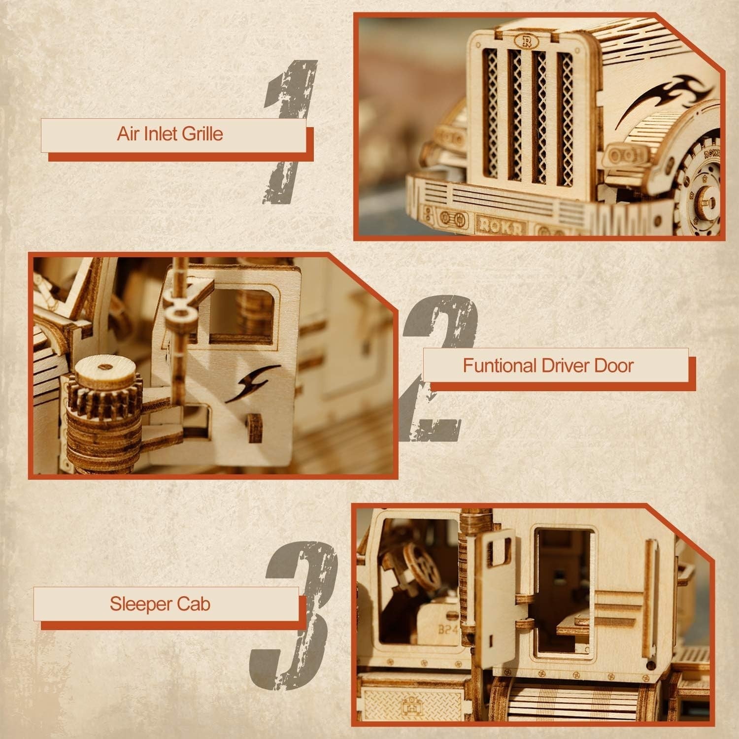 3D Wooden Truck Model Kit – Durable, Laser-Cut, Fun & Educational Gift